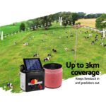 Giantz Fence Energiser 3KM Solar Powered Electric 2000M Poly Tape - Image 4