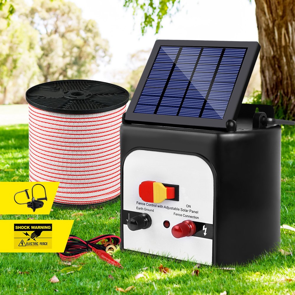 SFC-FIK-TAPE-8KM-N-202502281908-00 Giantz Fence Energiser 8KM Solar Powered Electric 400M Poly Tape Insulator - Image 1