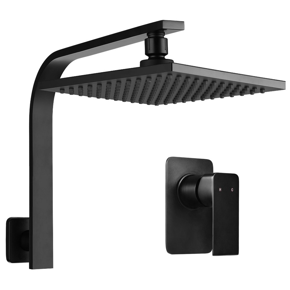 SHOWER-A3-SQ-8-BK-MIXER-00 Cefito 8'' Rain Shower Head Wall Arm Square High Pressure Mixer Tap Black - Image 1
