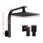 Cefito 8'' Rain Shower Head Wall Arm Square High Pressure Twins Tap Black - Image 2