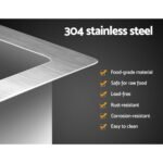 Cefito Kitchen Sink 45X30CM Stainless Steel Basin Single Bowl Silver - Image 4