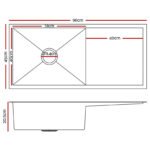 Cefito Kitchen Sink 96X45CM Stainless Steel Basin Single Bowl Silver - Image 2