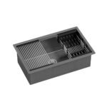 Cefito Kitchen Sink 70X45CM Stainless Steel Single Bowl Drain Rack Basket Black - Image 7