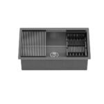 Cefito Kitchen Sink 70X45CM Stainless Steel Single Bowl Drain Rack Basket Black - Image 3