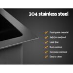Cefito Kitchen Sink 70X45CM Stainless Steel Single Bowl Drain Rack Basket Black - Image 4