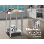Cefito 610x610mm Stainless Steel Kitchen Bench 430 - Image 4