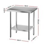 Cefito Stainless Steel Kitchen Bench Work Table 610 x760MM 430 - Image 2