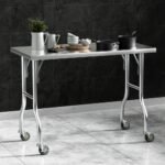 Cefito Stainless Steel Kitchen Benches Work Bench Wheels 122X61CM 430 - Image 7