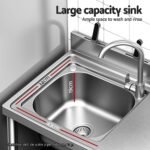 Cefito Stainless Steel Kitchen Bench Work Table with Sink Splashback 120cm - Image 5