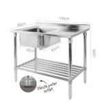 Cefito 100x60cm Stainless Steel Sink Bench Kitchen 304 - Image 2