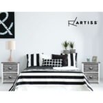 Artiss Bedside Table 2 Drawers Vintage X2 - THYME Grey - Image 7