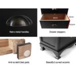 Artiss 2x Bedside Table 3 Drawers Vintage - THYME Black - Image 7