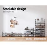 Artiss Shoe Rack 4-tier 16 Pairs Stackable Black - Image 6