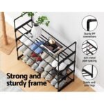 Artiss Shoe Rack 4-tier 16 Pairs Stackable Black - Image 7