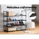 Artiss Shoe Rack 4-tier 16 Pairs Stackable Black - Image 8