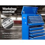 Giantz 14 Drawer Tool Box Cabinet Chest Mechanic Garage Storage Trolley Blue - Image 6