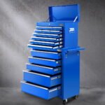 Giantz 15 Drawers Tool Chest Trolley Toolbox 2-in-1 Storage Blue - Image 7