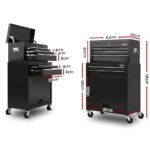 Giantz 7 Drawer Tool Box Cabinet Chest Trolley Toolbox Garage Storage Black - Image 2