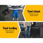 Giantz 7 Drawer Tool Box Cabinet Chest Trolley Toolbox Garage Storage Black - Image 5