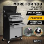 Giantz 7 Drawer Tool Box Cabinet Chest Trolley Toolbox Garage Storage Grey - Image 4