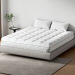 Giselle Bedding 1500GSM Bamboo Pillowtop Mattress Topper 10cm Thick Pad for Back Pain Relief, High Loft Cooling Underlay for Dorm & Guest Bed, 45cm Deep Pocket King