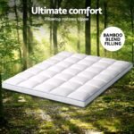 Giselle Bedding 1500GSM Bamboo Pillowtop Mattress Topper 10cm Thick Pad for Back Pain Relief, High Loft Cooling Underlay for Dorm & Guest Bed, 45cm Deep Pocket Queen - Image 4