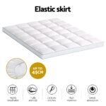 Giselle Bedding 1500GSM Bamboo Pillowtop Mattress Topper 10cm Thick Pad for Back Pain Relief, High Loft Cooling Underlay for Dorm & Guest Bed, 45cm Deep Pocket Queen - Image 5