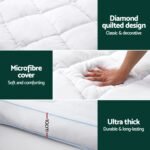 Giselle Bedding 1500GSM Bamboo Pillowtop Mattress Topper 10cm Thick Pad for Back Pain Relief, High Loft Cooling Underlay for Dorm & Guest Bed, 45cm Deep Pocket Queen - Image 6