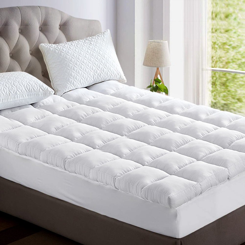 TOPPER-BAM-D-202502281426-00 Giselle Bedding 5cm Bamboo Pillowtop Mattress Topper 1000GSM Mattress Pad for Back Pain Relief Washable Breathable Protector with 45cm Deep Pocket Double - Image 1