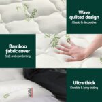 Giselle Bedding Pillowtop Mattress Topper 7.5cm Thick Bamboo Pad for Back Pain Relief Washable Skin-friendly Bed Protector with 45cm Deep Pocket Queen - Image 6