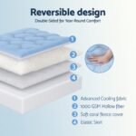 Giselle Bedding Pillowtop Mattress Topper 5cm Reversible Cooling & Soft Coral Fleece Pad for Back Pain Relief, Washable Skin-friendly Bed Protector with 45cm Deep Pocket King Single - Image 6