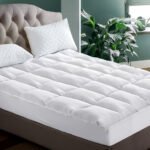 Giselle Bedding Pillowtop Mattress Topper 5cm Thick Pad for Back Pain Relief Washable Underlay Protector 1000GSM Microfibre Filling 45cm Deep Pocket Queen