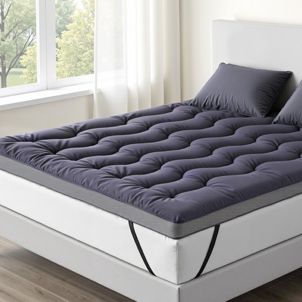 TOPPER-WA-CHAR-Q-202507181426-06 Giselle Bedding 5cm Pillowtop Topper Bamboo Polyester Blend Fibre Pad for Back Pain Relief Washable Overfilled Bed Protector 500GSM Queen - Image 1