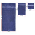 6 Pack Bath Towels Set Cotton Towel Navy - Image 2