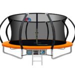 14ft Trampoline Everfit Kids Trampoline Rebounder w/ Ladder Basketball Hoop Orange - Image 7