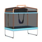 Everfit 6FT Trampoline Kids Rectangle Trampoline w/ Swing Enclosure Safety Net Orange - Image 7