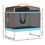 Everfit 6FT Trampoline Kids Rectangle Trampoline w/ Swing Enclosure Safety Net Orange - Image 2