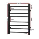 Devanti Heated Towel Rail 8 Square Bars with Timer Electric Heater Warmer Rack - Image 2