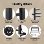 Devanti Heated Towel Rail 8 Square Bars with Timer Electric Heater Warmer Rack - Image 6