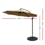 Instahut 3m Outdoor Umbrella w/Base Cantilever Beach Garden Patio Beige - Image 2