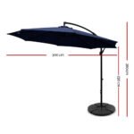 Instahut 3m Outdoor Umbrella w/Base Cantilever Beach Garden Patio Navy - Image 2