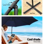 Instahut 3m Outdoor Umbrella w/Base Cantilever Beach Garden Patio Navy - Image 4
