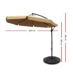 Instahut 3m Outdoor Umbrella w/Base Cantilever Garden Patio Beach Beige - Image 2