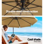 Instahut 3m Outdoor Umbrella w/Base Cantilever Garden Patio Beach Beige - Image 4