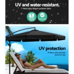 Instahut 3m Outdoor Umbrella w/Base Cantilever Garden Patio Beach Black - Image 4