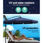 Instahut 3m Outdoor Umbrella w/Base Cantilever Garden Patio Beach Navy - Image 4