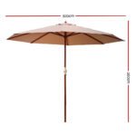 Instahut 3m Outdoor Umbrella Pole Umbrellas Beach Garden Sun Stand Patio Beige - Image 2