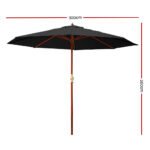Instahut 3m Outdoor Umbrella Pole Umbrellas Beach Garden Sun Stand Patio Black - Image 2