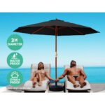 Instahut 3m Outdoor Umbrella Pole Umbrellas Beach Garden Sun Stand Patio Black - Image 4