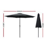 Instahut 3m Outdoor Umbrella Beach Pole Garden Patio Tilt Black - Image 2